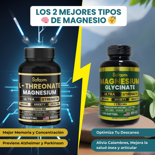 Combo: L-TREONATO y GLICINATO DE MAGNESIO x 100 Cápsulas c/u